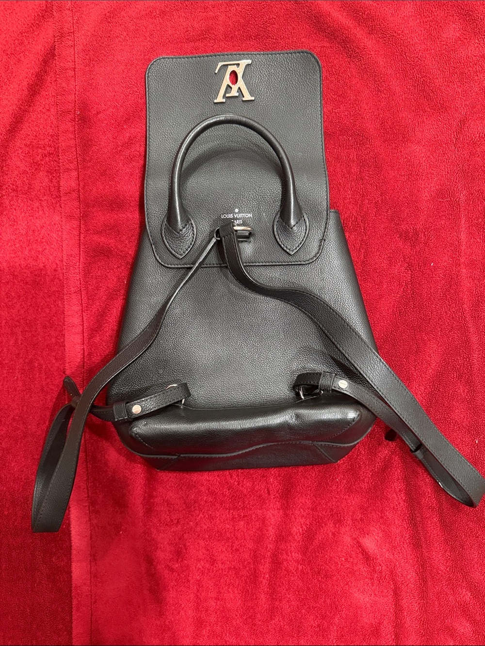 Louis Vuitton Black Pebbled Leather Backpack with Gold LV Hardware - Picture 3 of 4